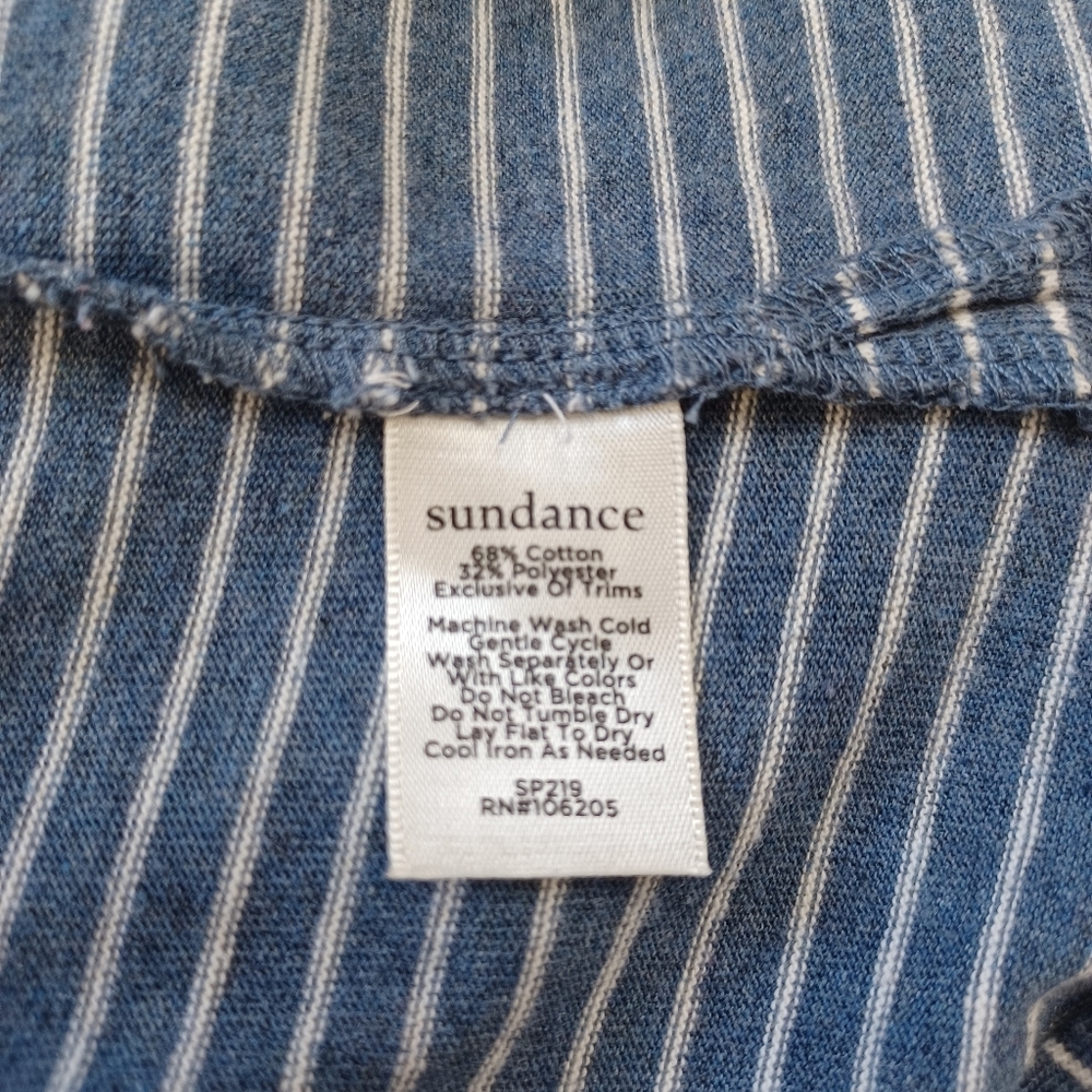 Sundance‎ Dress Blue White Striped Knit Pullover Tee Shirt Style Womens Medium - Picture 9 of 14